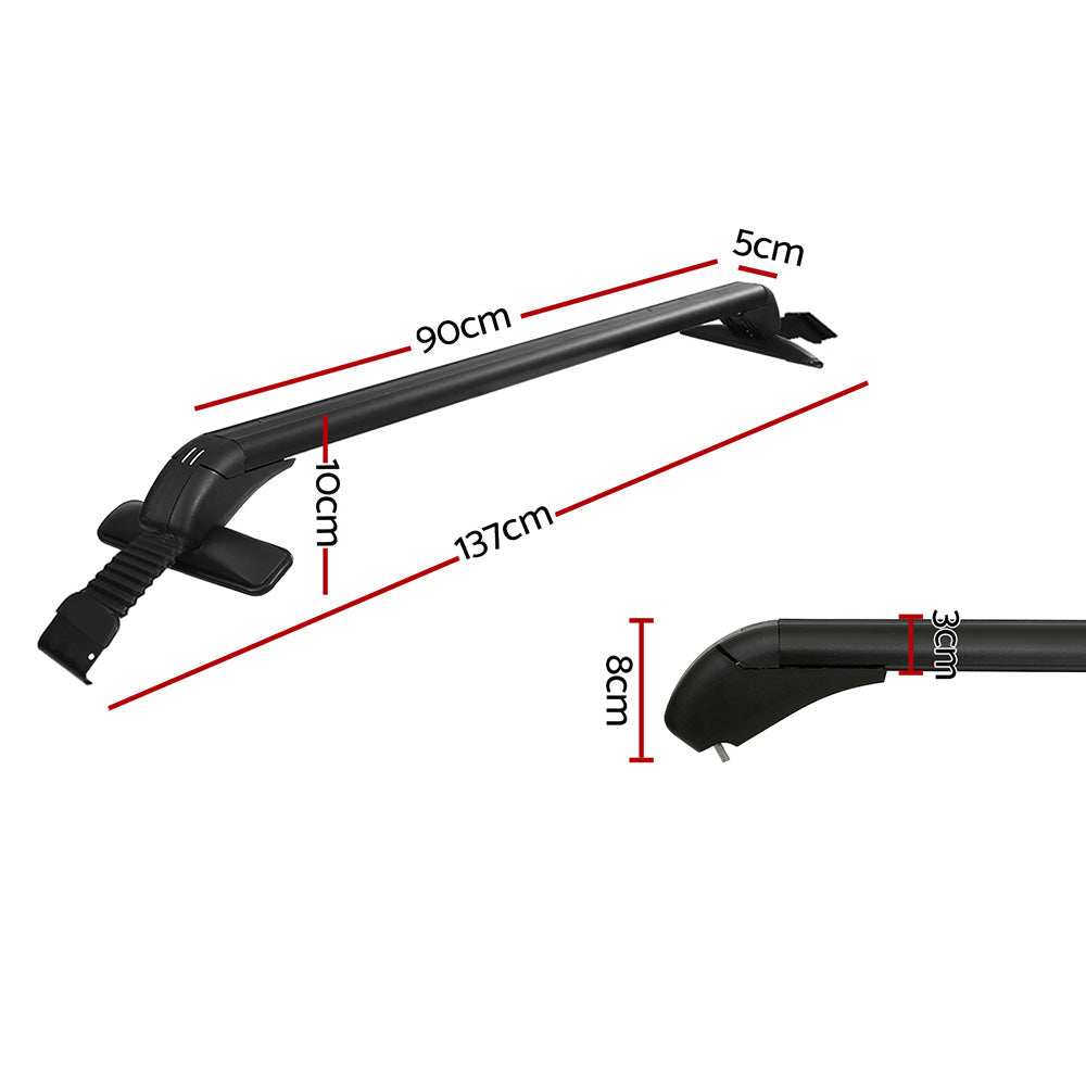 Car Roof Rack Cross Bars 90Cm Aluminium Adjustable Lockable 45Kg Clamps