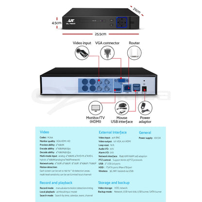 Cctv Security System 4Ch Dvr 4 Cameras 4Tb Hard Drive