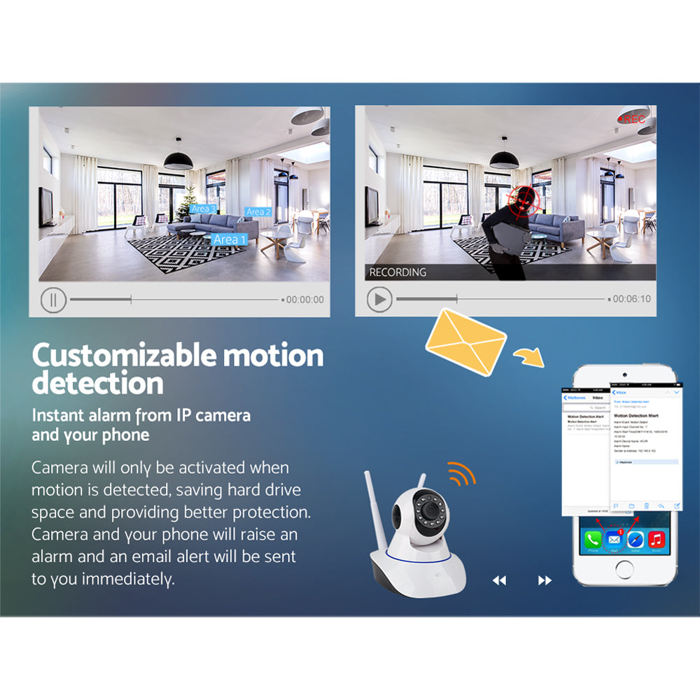 1080P Wireless Ip Cameras Security Wifi Cam White
