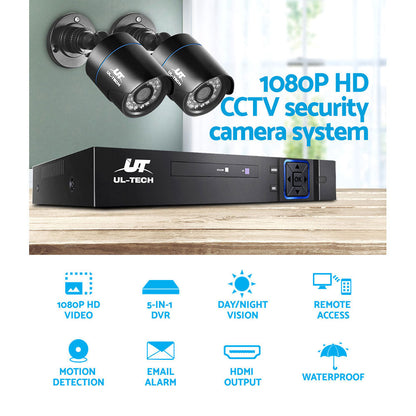 Cctv Security System 4Ch Dvr 2 Cameras 1080P
