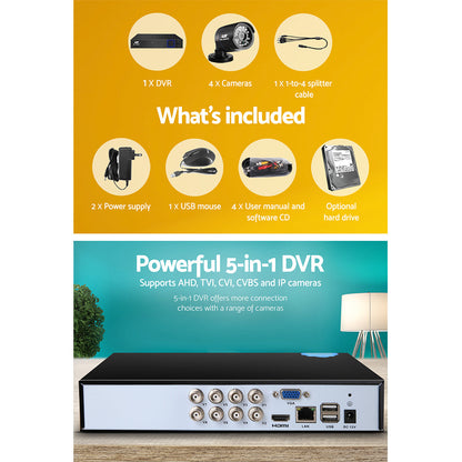 8Ch Dvr 4 Cameras Expanded Storage Security Bundle