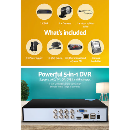 8Ch Dvr 8 Cameras Extended Storage Security Kit