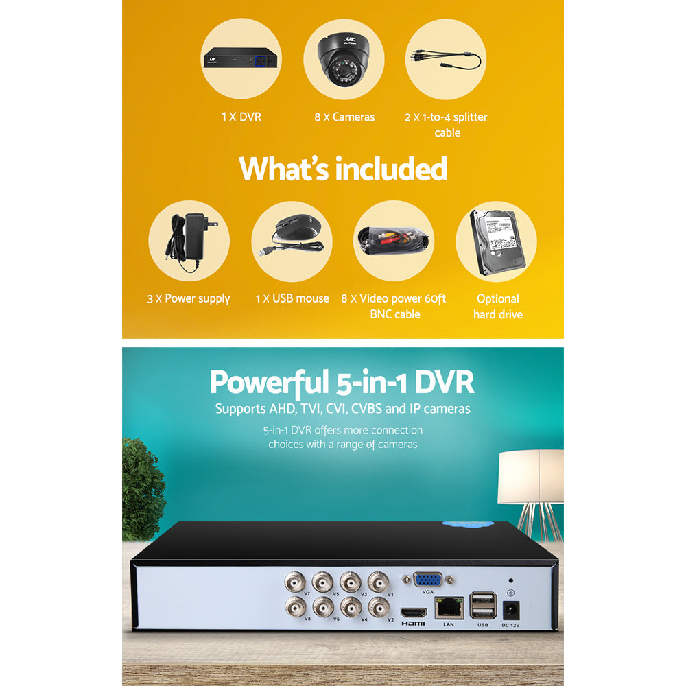 8Ch Dvr 8 Cameras Massive Storage Surveillance Bundle
