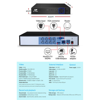 8Ch Dvr 8 Cameras Comprehensive Security Setup