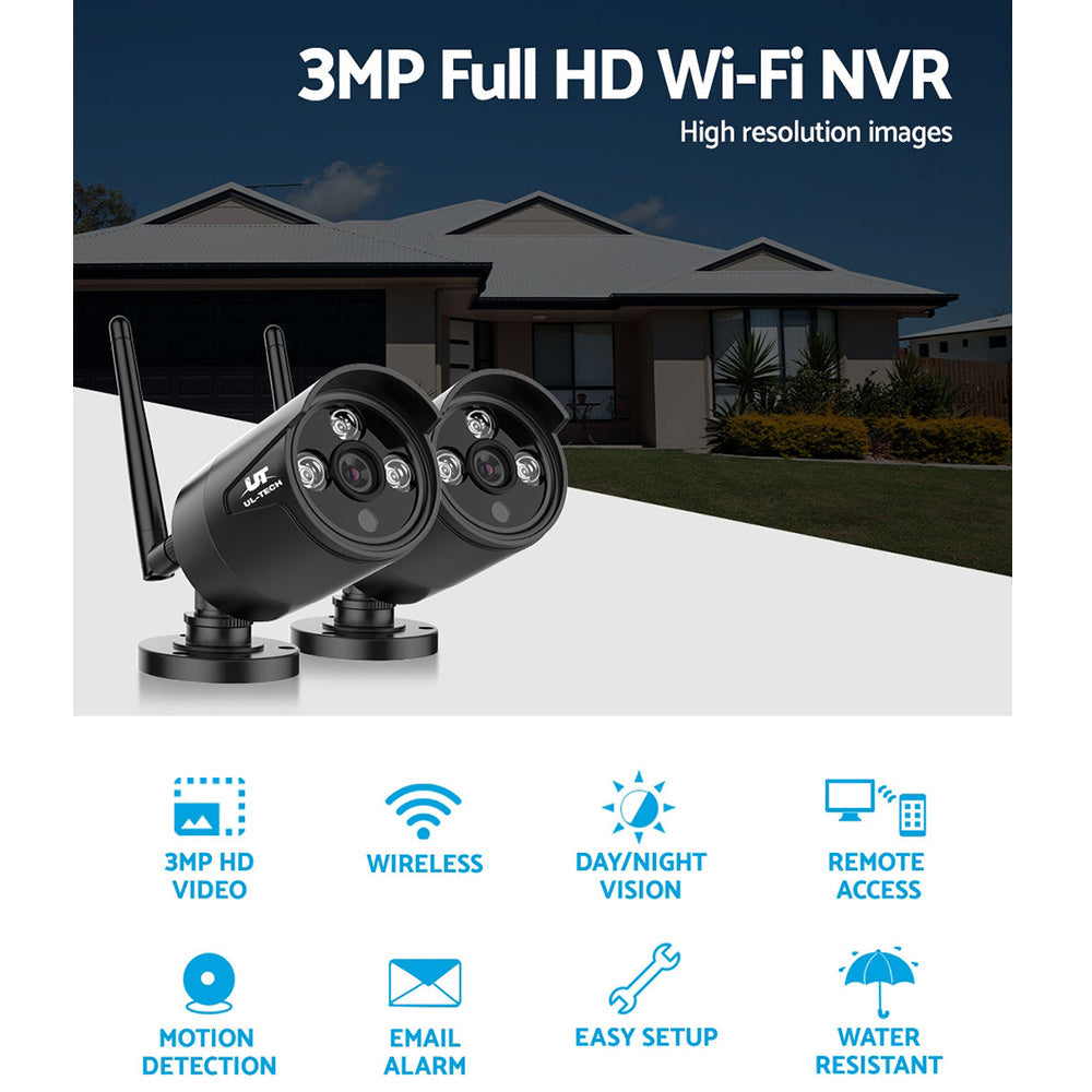 Wireless Cctv 3Mp 2 Cameras Bullet