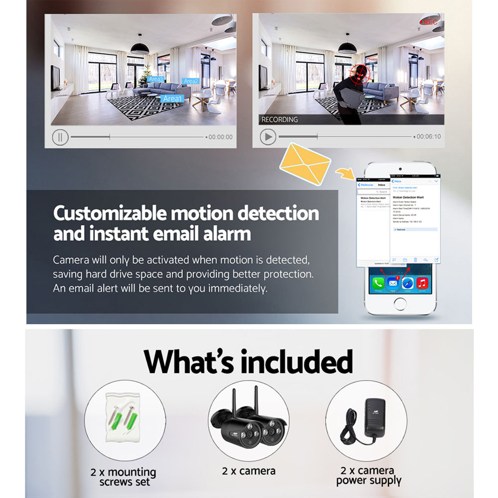 Wireless Cctv 3Mp 2 Cameras Bullet