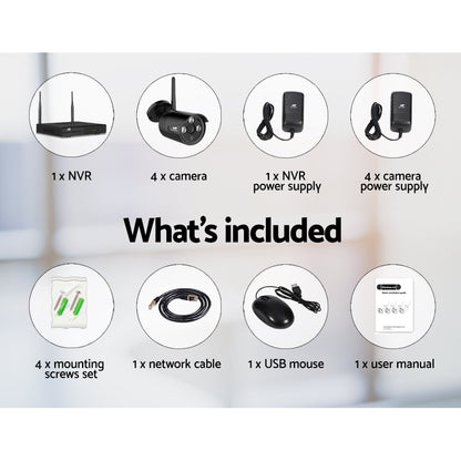 Wireless Cctv Security System 8Ch Nvr 3Mp 4 Bullet Cameras