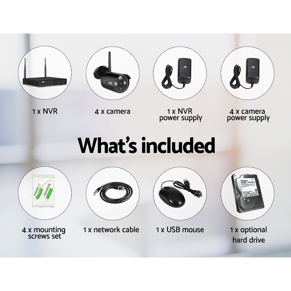 Wireless Cctv Security System 8Ch 3Mp 4 Bullet Cameras 1Tb