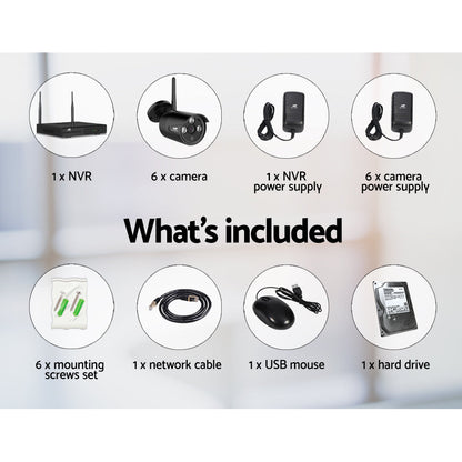 Wireless Cctv Security System 8Ch Nvr 3Mp 6 Bullet Cameras