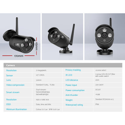 Wireless Cctv Security System 8Ch 3Mp 8 Bullet Cameras 4Tb