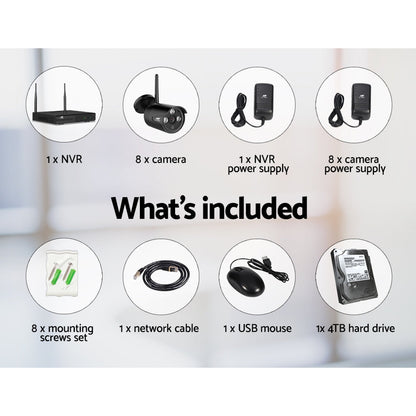 Wireless Cctv Security System 8Ch 3Mp 8 Bullet Cameras 4Tb