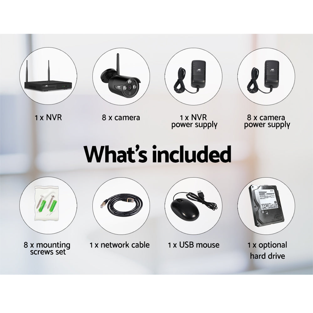 Wireless Cctv Security System 8Ch 3Mp 8 Bullet Cameras 1Tb
