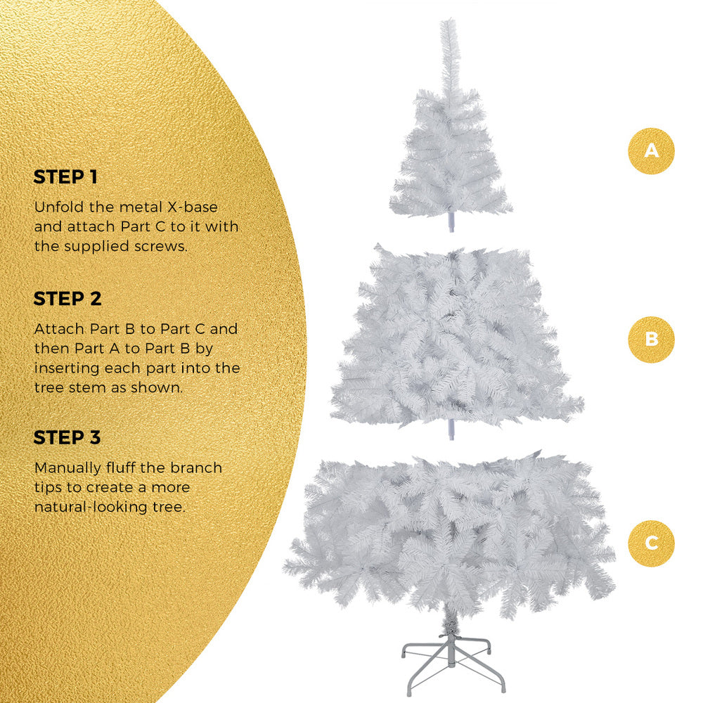 White Christmas Tree 1.8M 6FT & 7FT 650 Tips Artificial Holiday Decoration