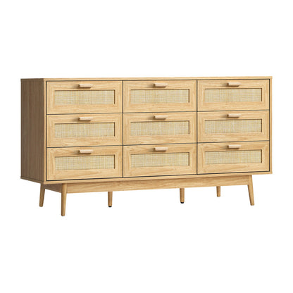 9 Chest of Drawers Dresser Rattan Storage Cabinet Lowboy Bedroom Wooden