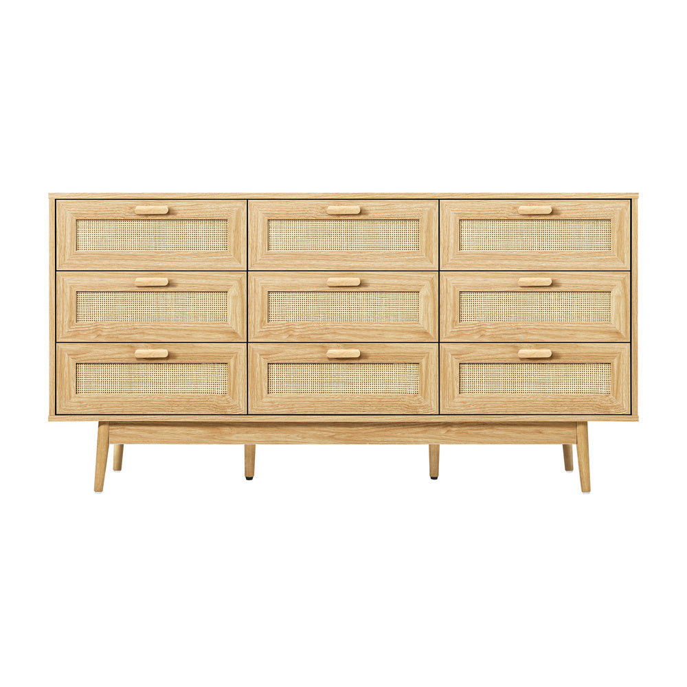 9 Chest of Drawers Dresser Rattan Storage Cabinet Lowboy Bedroom Wooden