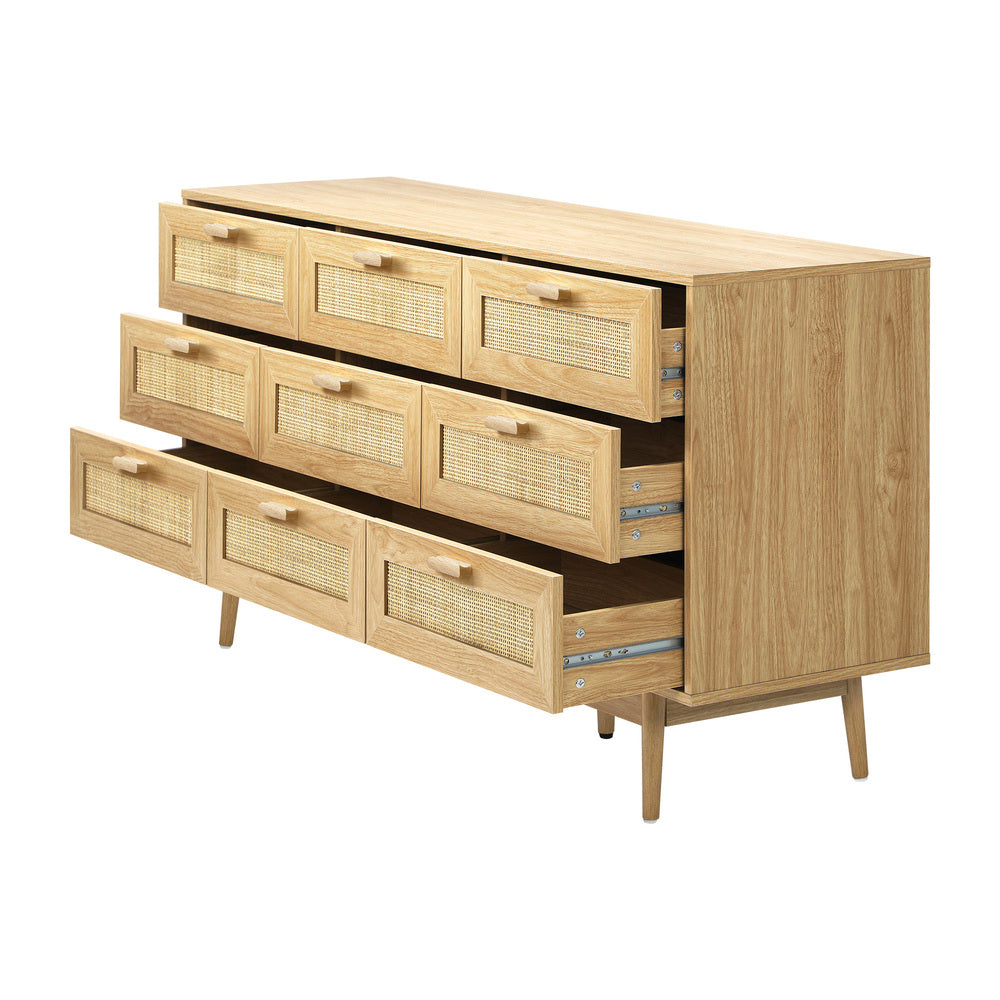 9 Chest of Drawers Dresser Rattan Storage Cabinet Lowboy Bedroom Wooden
