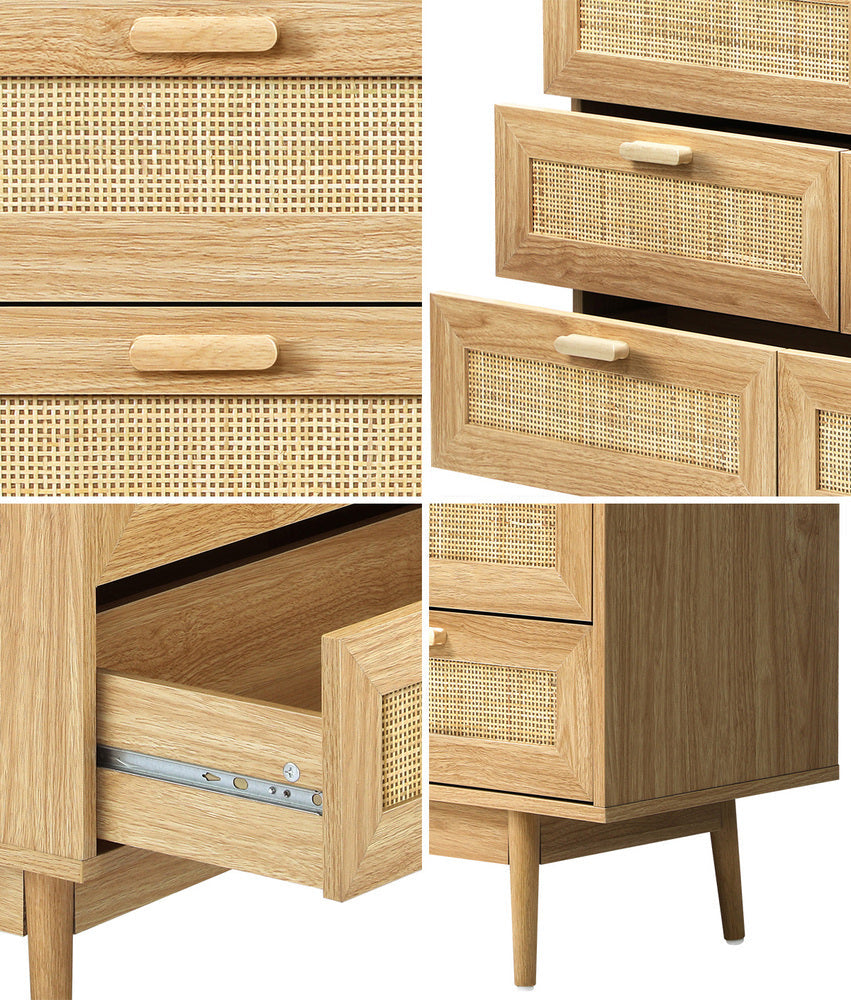 9 Chest of Drawers Dresser Rattan Storage Cabinet Lowboy Bedroom Wooden