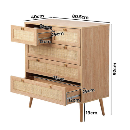 7 Chest of Drawers Dresser Tallboy Rattan