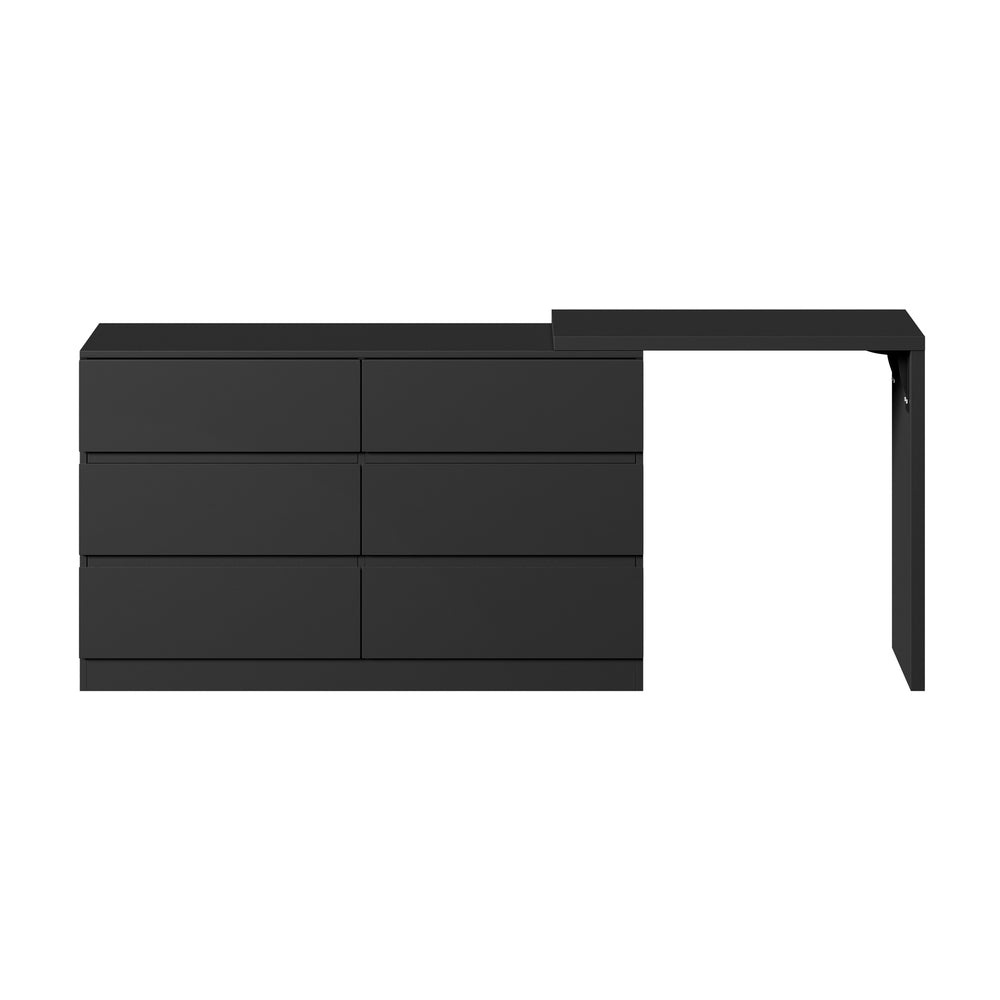 6 Chest of Drawers Dresser with Side Table Black