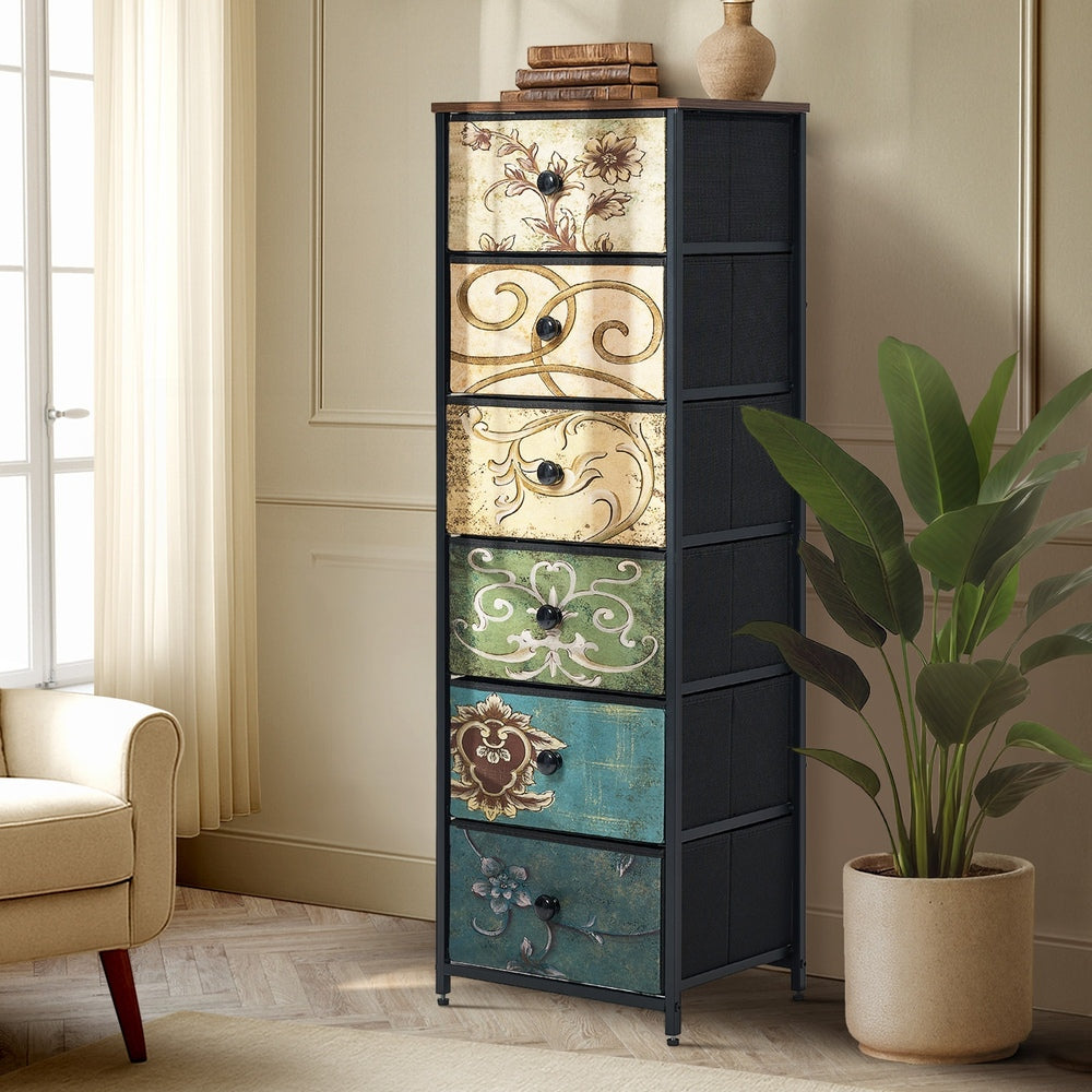 29 6 &9-Drawer Chest Fabric Tallboy Retro Vintage Dresser Bedroom Storage Organizer