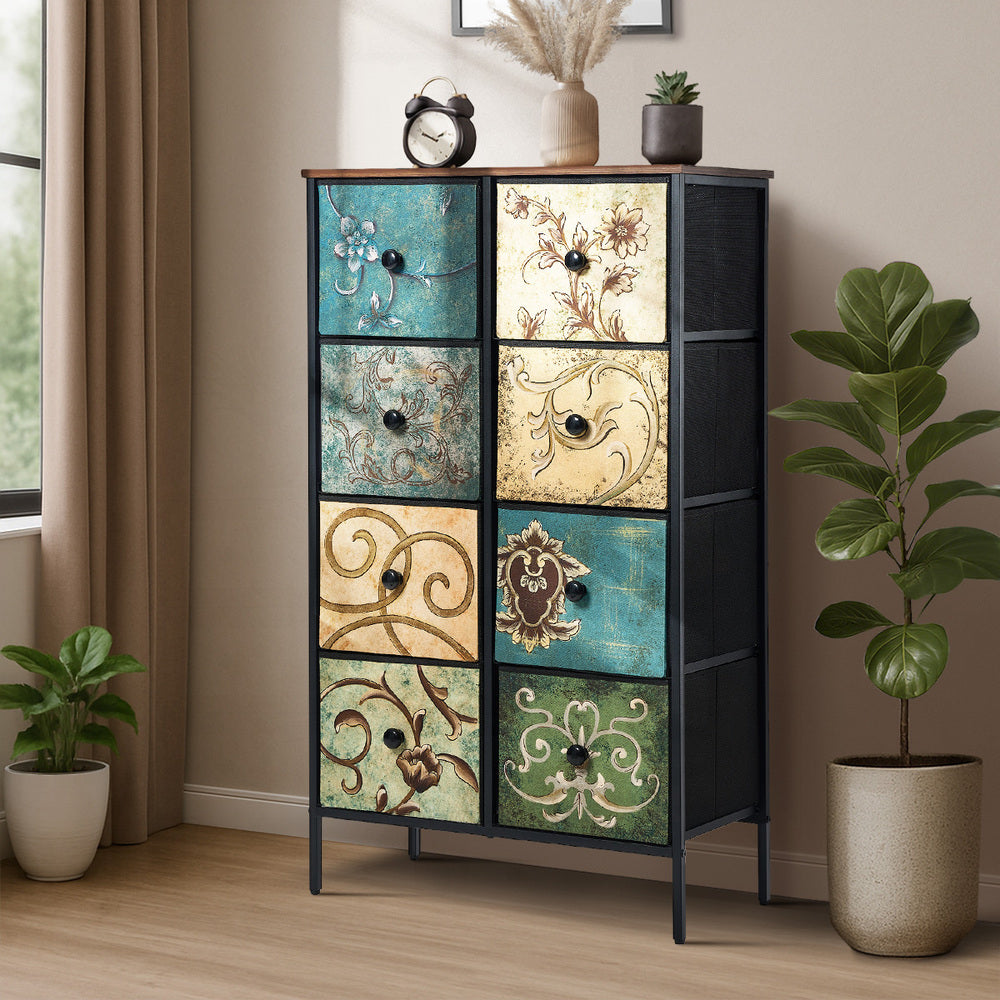 12 6 &9-Drawer Chest Fabric Tallboy Retro Vintage Dresser Bedroom Storage Organizer