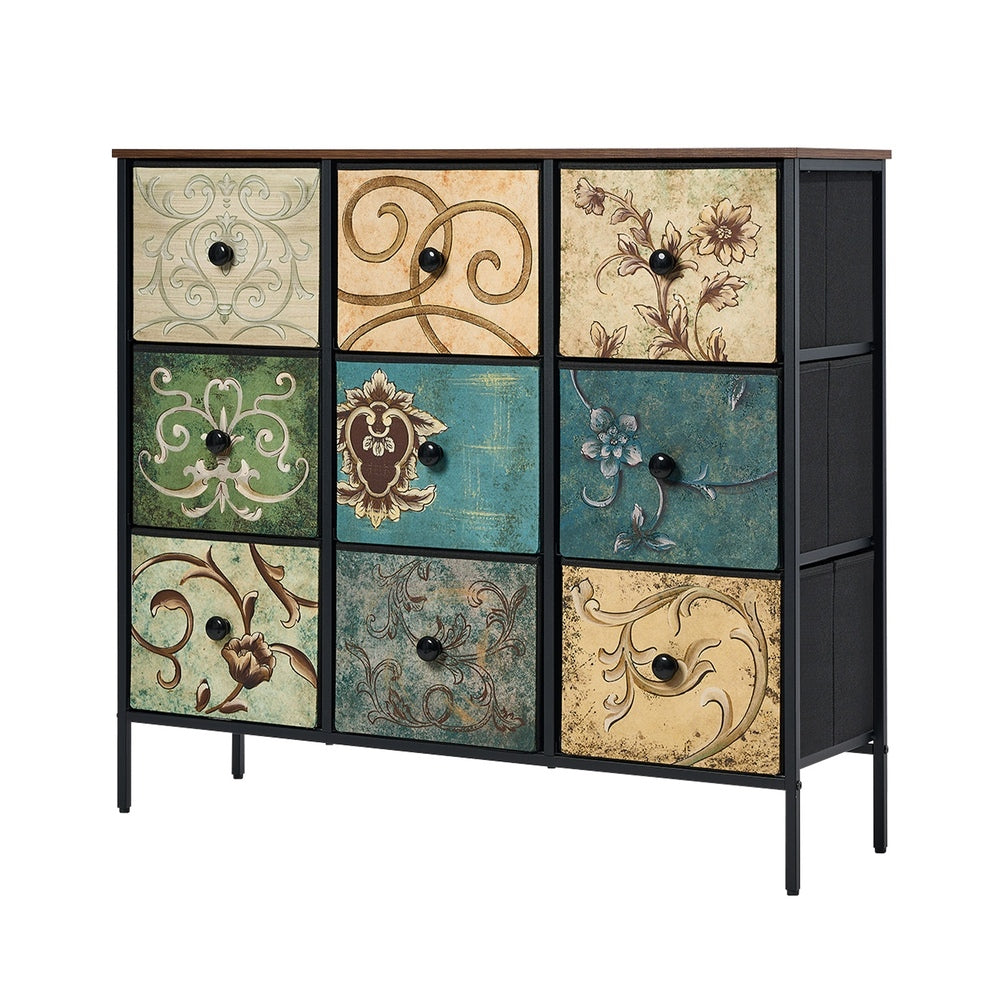 31 6 &9-Drawer Chest Fabric Tallboy Retro Vintage Dresser Bedroom Storage Organizer