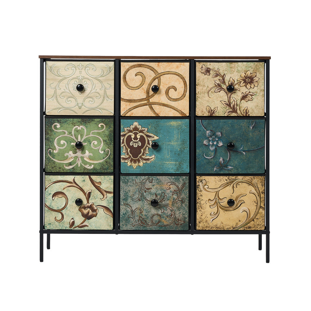 40 6 &9-Drawer Chest Fabric Tallboy Retro Vintage Dresser Bedroom Storage Organizer