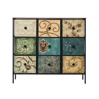 40 6 &9-Drawer Chest Fabric Tallboy Retro Vintage Dresser Bedroom Storage Organizer