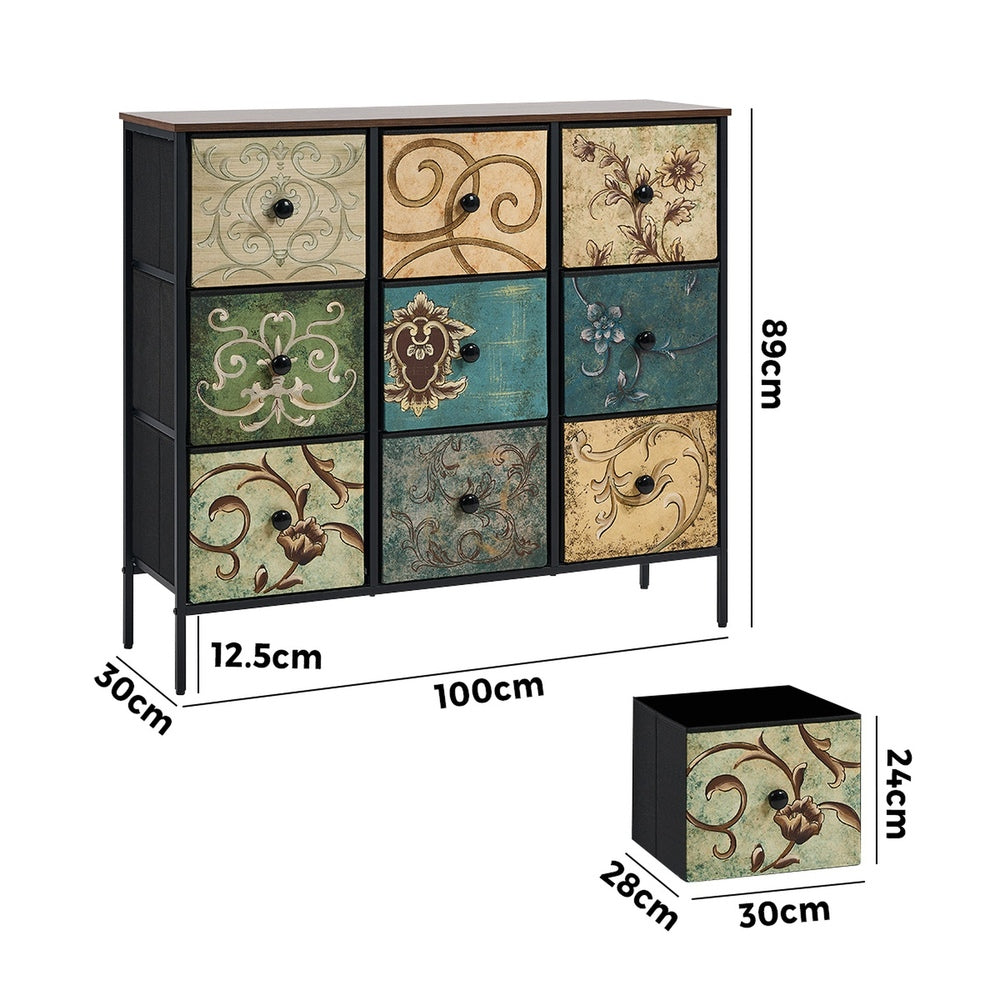 37 6 &9-Drawer Chest Fabric Tallboy Retro Vintage Dresser Bedroom Storage Organizer