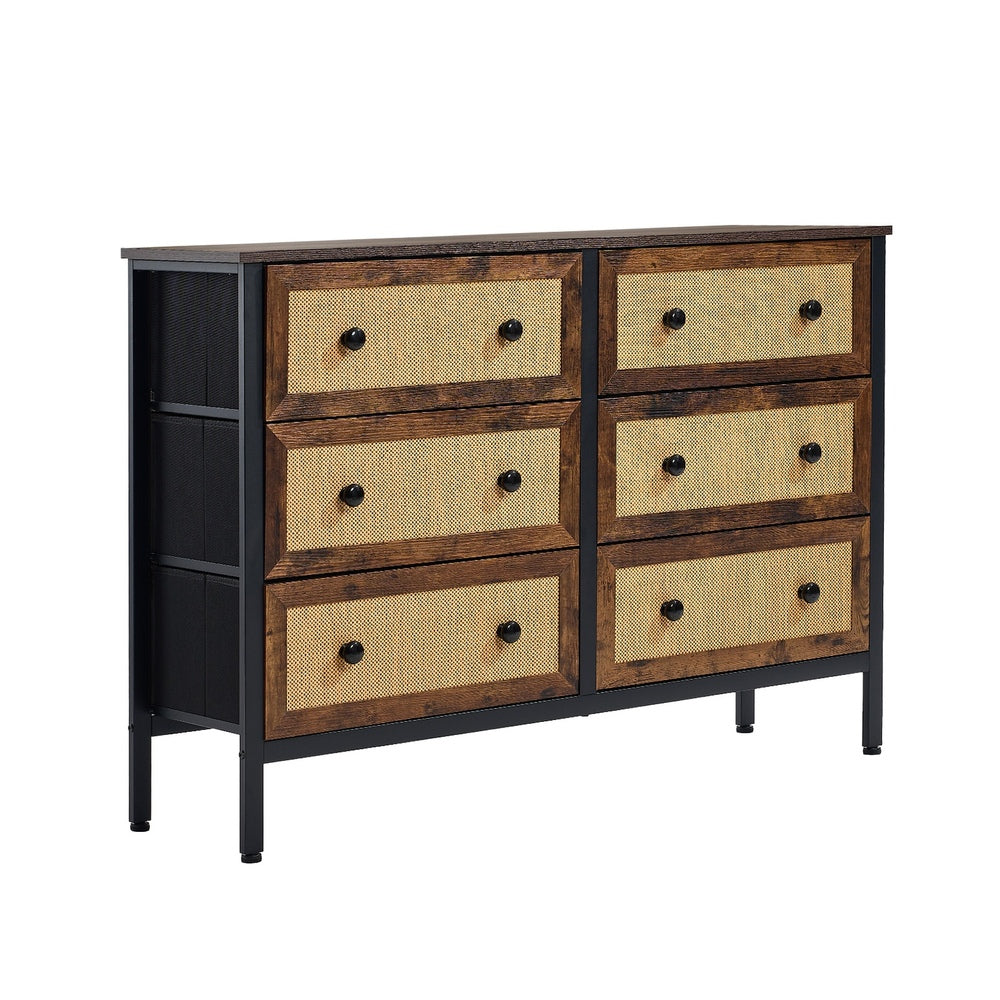 7 &8-Drawer Chest Rattan Fabric Dresser Tallboy Retro Vintage Bedroom Storage