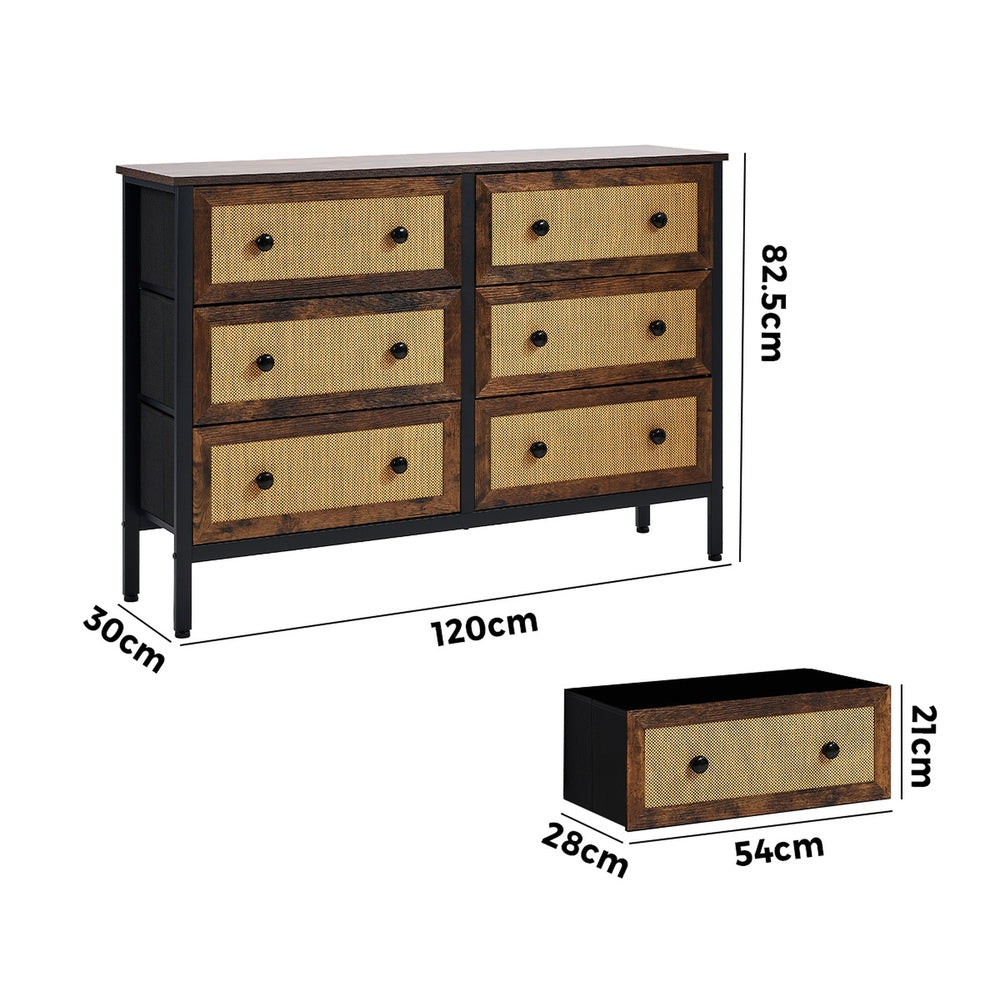 10 &8-Drawer Chest Rattan Fabric Dresser Tallboy Retro Vintage Bedroom Storage