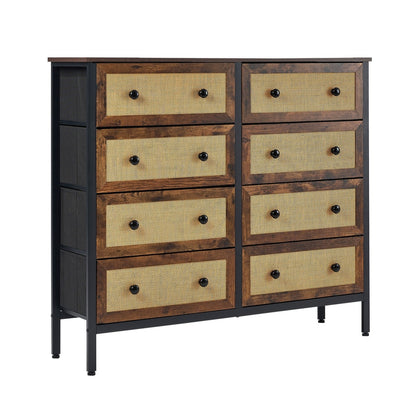 18 &8-Drawer Chest Rattan Fabric Dresser Tallboy Retro Vintage Bedroom Storage