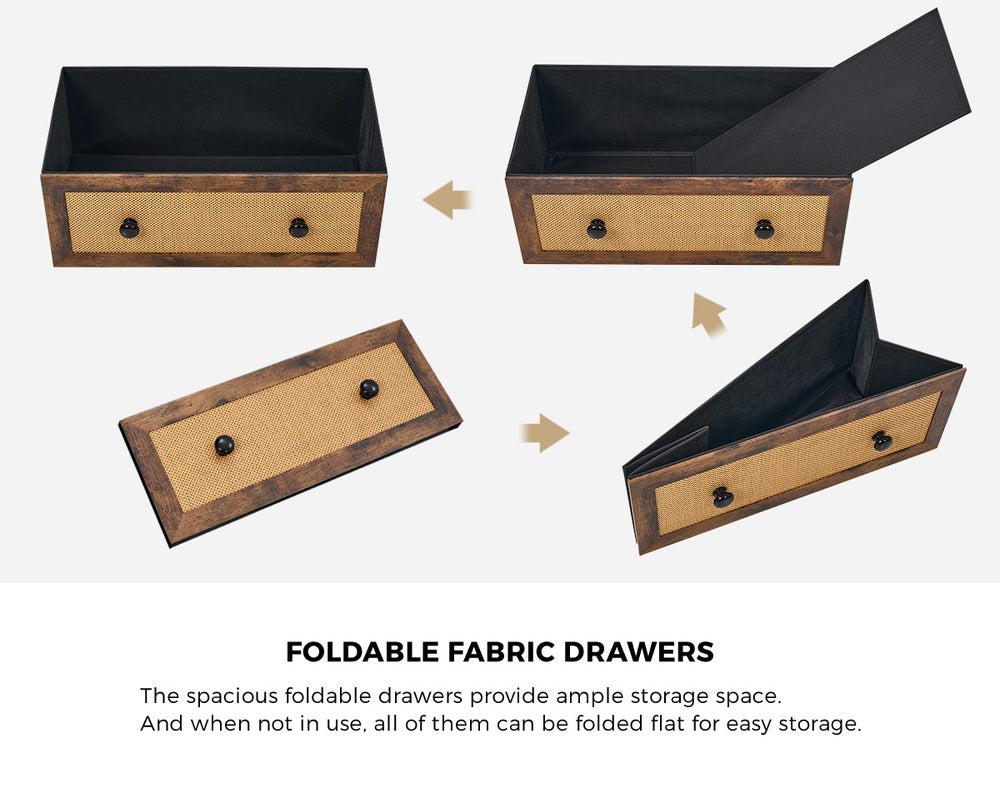 21 &8-Drawer Chest Rattan Fabric Dresser Tallboy Retro Vintage Bedroom Storage
