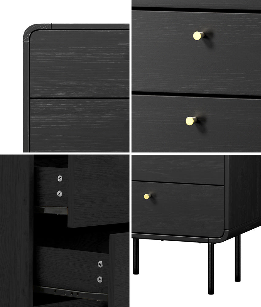 21 Chest of Drawers Dresser Tallboy Wooden Handle Natural & Black