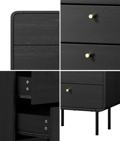 21 Chest of Drawers Dresser Tallboy Wooden Handle Natural & Black