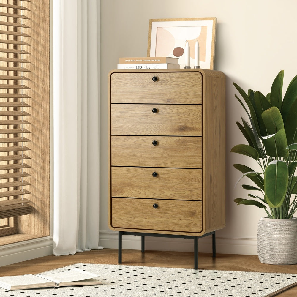 13 Chest of Drawers Dresser Tallboy Wooden Handle Natural & Black