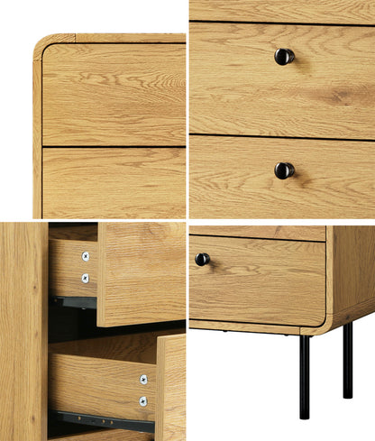 11 Chest of Drawers Dresser Tallboy Wooden Handle Natural & Black