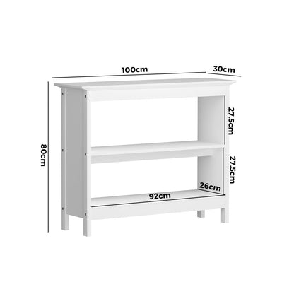 3-Tier Console Table Open Shelf Wooden White