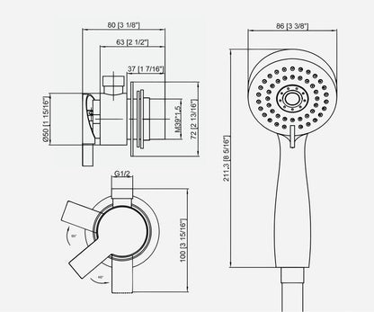 Handheld Shower Head Set With Mixer Caravan Motorhome 3-Mode Shower WELS