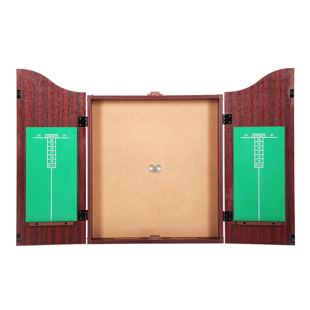 18" Dartboard Dart Board With Steel Darts Wooden Cabinet Party Game