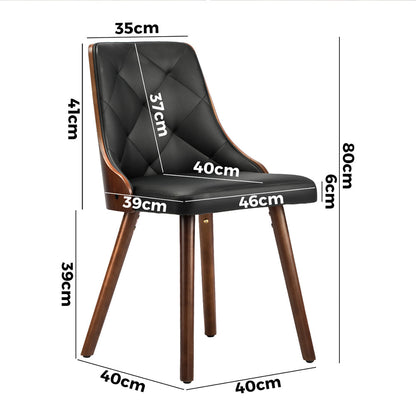 Dining Chairs Wooden Chair Kitchen Cafe Faux Leather Padded Seat x2