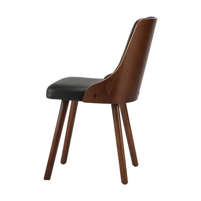 Dining Chairs Wooden Chair Kitchen Cafe Faux Leather Padded Seat x2