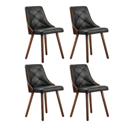 4x2PC &2x2PC Wooden Dining Chairs Black Leather Padded Seat for Kitchen or Dinin