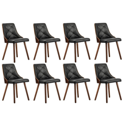 8x Wooden Dining Chairs Leather Padded Black