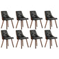 8x Wooden Dining Chairs Leather Padded Black