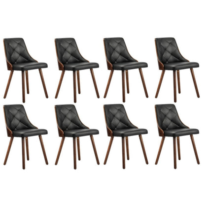 4x2PC &2x2PC Wooden Dining Chairs Black Leather Padded Seat for Kitchen or Dinin