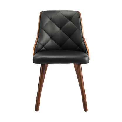 4x2PC &2x2PC Wooden Dining Chairs Black Leather Padded Seat for Kitchen or Dinin