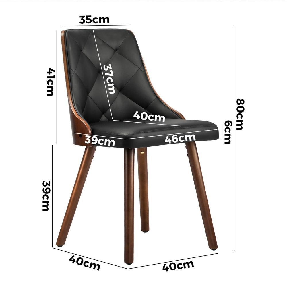 4x2PC &2x2PC Wooden Dining Chairs Black Leather Padded Seat for Kitchen or Dinin