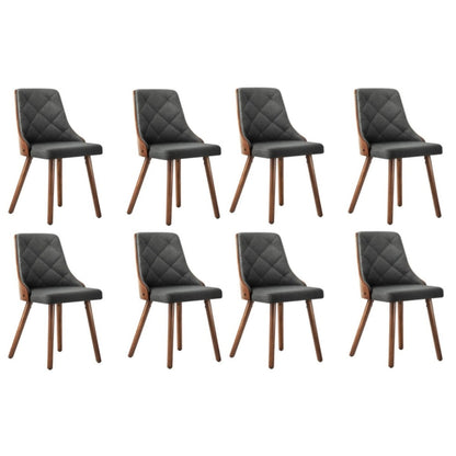 Wooden Dining Chairs Linen fabric Padded Seat x8