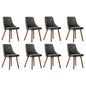 Wooden Dining Chairs Linen fabric Padded Seat x8